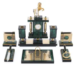 Письменный набор "Буцефал" из малахита, Златоуст Письменный набор "Буцефал" из малахита, Златоуст