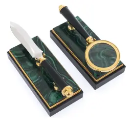 Письменный набор "Буцефал" из малахита, Златоуст Письменный набор "Буцефал" из малахита, Златоуст