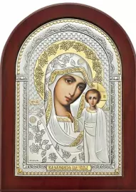 Икона "Казанская Божия Матерь" коричневое дерево