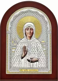 Икона "Матрона московская" коричневая с золочением