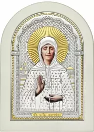 Икона "Матрона Московская" белая с золочением