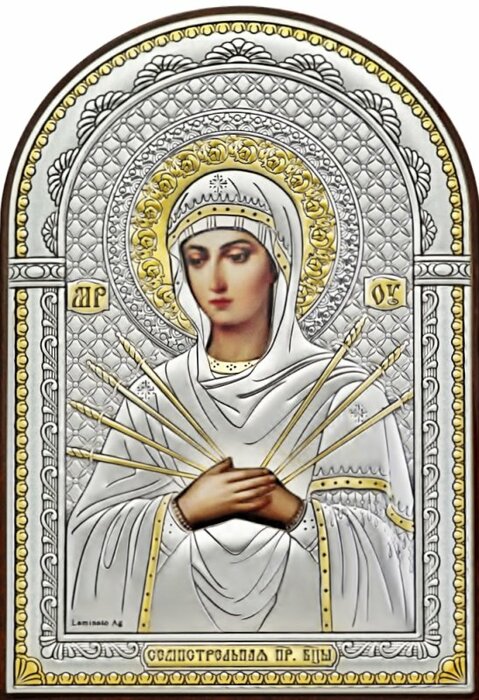 Icon of the "Seven-arrow Mother of God" brown tree in the size of the salary