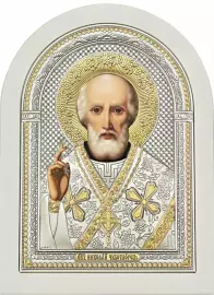 Икона "Николай Чудотворец" белое дерево