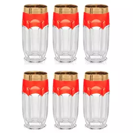 Набор для воды, с золотым декором и красной отделкой, на 6 персон