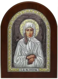 Икона "Святая Ксения Петербургская" цветной коричневый лак Икона "Святая Ксения Петербургская" цветной коричневый лак