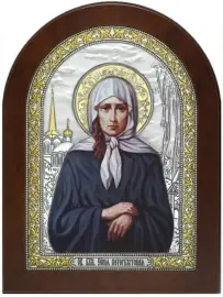 Икона "Святая Ксения Петербургская" коричневая, открытое одеяние Икона "Святая Ксения Петербургская" коричневая, открытое одеяние