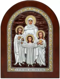 Икона Святых Великомучениц Веры, Надежды, Любови и матери их Софии 