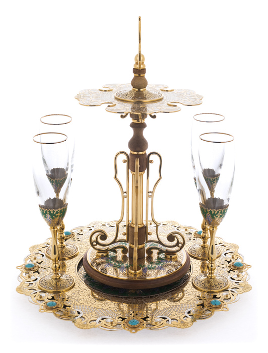 Fruit bowl with 4 champagne glasses, Zlatoust