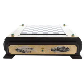 Шахматы из белого мрамора и долерита "Баталия" Златоуст