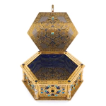 Lazurite casket with topaz, cubic zirconia and enamel, Zlatoust