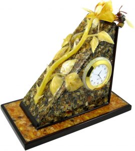 Table clock made of amber "Rose"