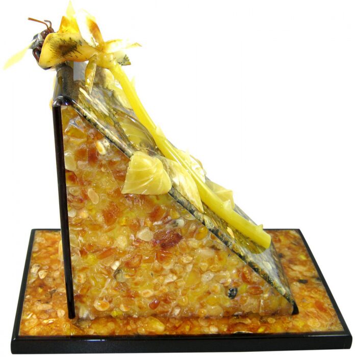 Table clock made of amber "Rose"