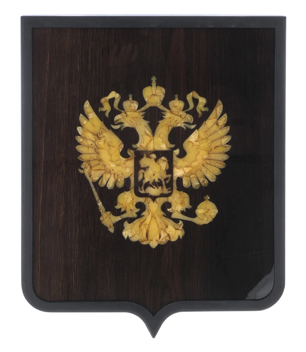 Amber panel "Coat of Arms of the Russian Federation"