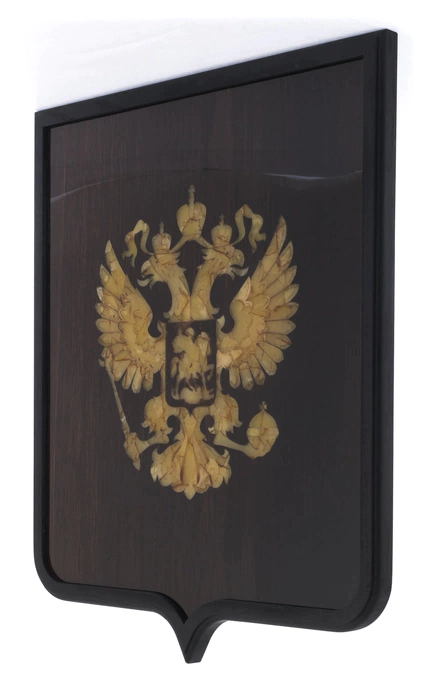 Amber panel "Coat of Arms of the Russian Federation"