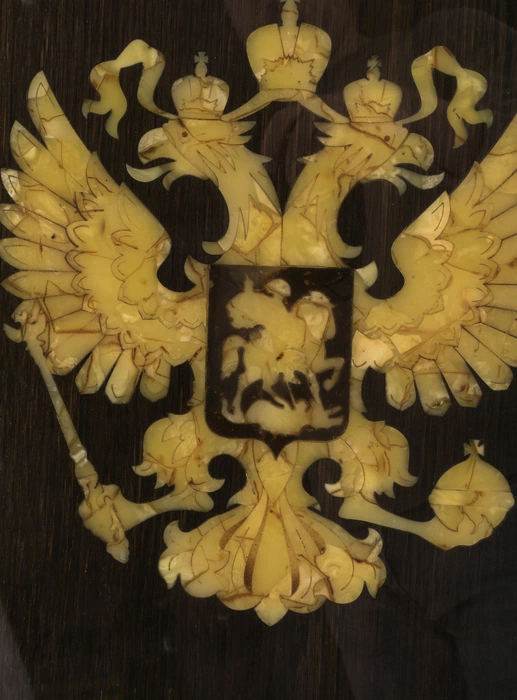 Amber panel "Coat of Arms of the Russian Federation"
