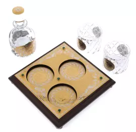 Набор для виски со штофом и 2 стаканами на квадратной подставке, Златоуст