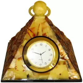 Часы настольные из янтаря "Пирамида"