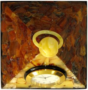 Table clock made of amber "Pyramid"
