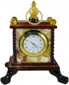 Table clock made of amber "Square"