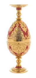 Яйцо-трансформер на тонкой ножке с красной эмалью, Златоуст