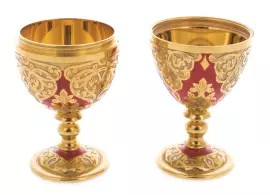 Яйцо-трансформер на тонкой ножке с красной эмалью, Златоуст