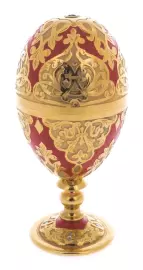 Яйцо-трансформер на тонкой ножке с красной эмалью, Златоуст