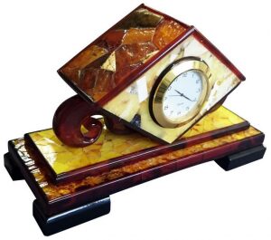 Table clock made of amber "Rhombus"