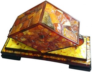 Table clock made of amber "Rhombus"