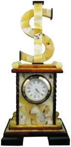 Table clock made of amber "Bucks"