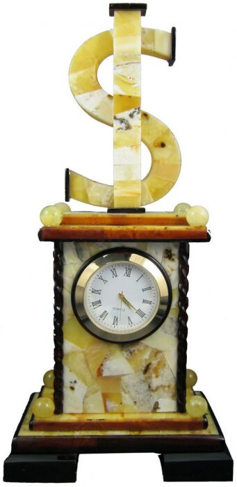 Table clock made of amber "Bucks"