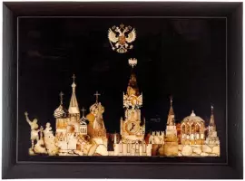 Шкатулка с янтарем "Столица" мореный дуб