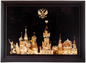 Box with amber "Stolitsa" (stained oak)