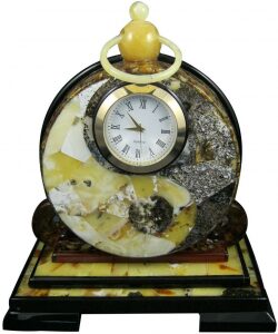 Yin-Yang amber table clock