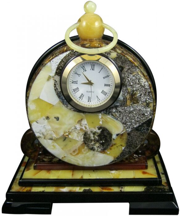 Yin-Yang amber table clock