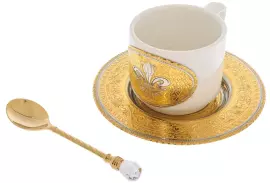 Набор кофейный "Лилии" с 2 чашками, 2 ложками и 2 тарелочками, фарфор, Златоуст