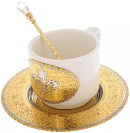 Набор кофейный "Лилии" с 2 чашками, 2 ложками и 2 тарелочками, фарфор, Златоуст