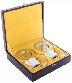 Набор кофейный "Лилии" с 2 чашками, 2 ложками и 2 тарелочками, фарфор, Златоуст