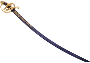 European saber "Borodino" with engravings, Damascus, Zlatoust
