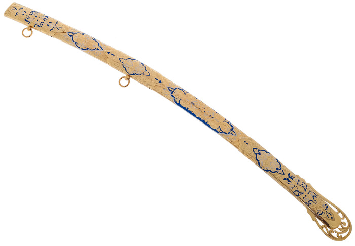 European saber "Borodino" with engravings, Damascus, Zlatoust