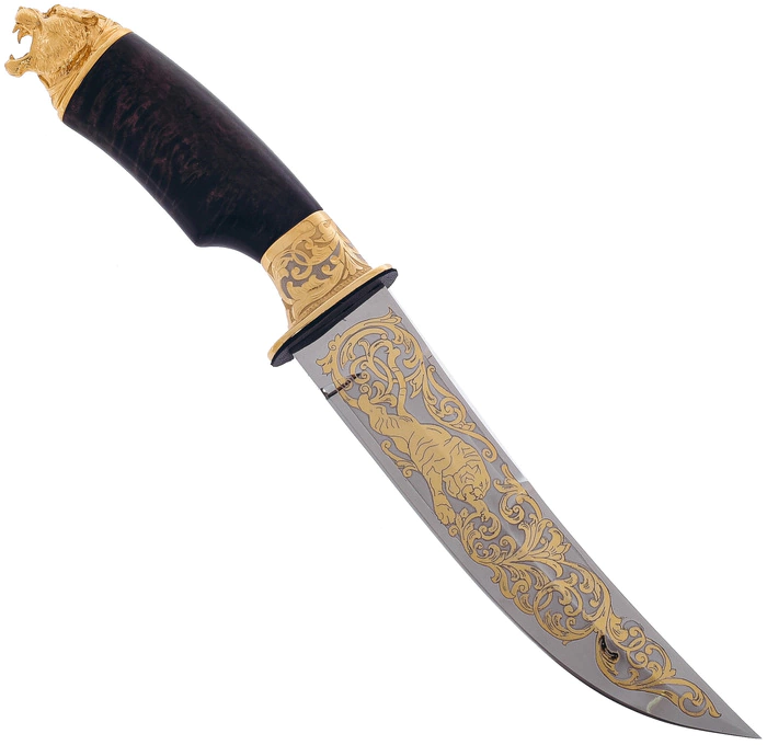 Knife "Tiger on the hunt" with enamels, Zlatoust