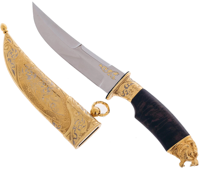 Knife "Tiger on the hunt" with enamels, Zlatoust
