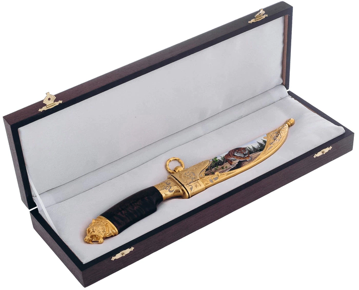 Knife "Tiger on the hunt" with enamels, Zlatoust