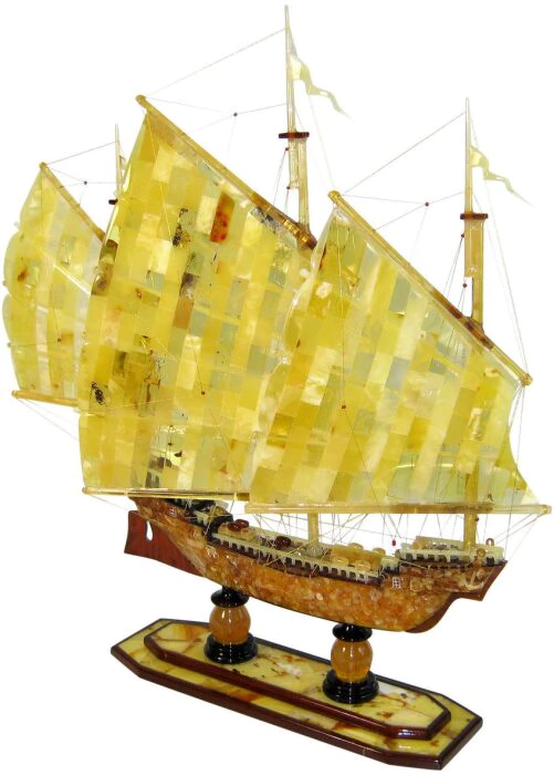 Amber statuette "Chinese Junk"