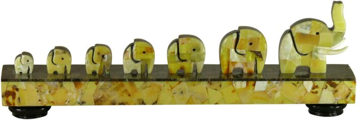 Amber statuette "Seven Elephants"