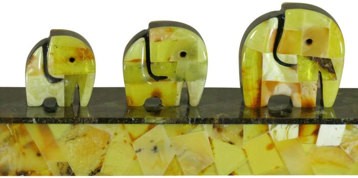 Amber statuette "Seven Elephants"