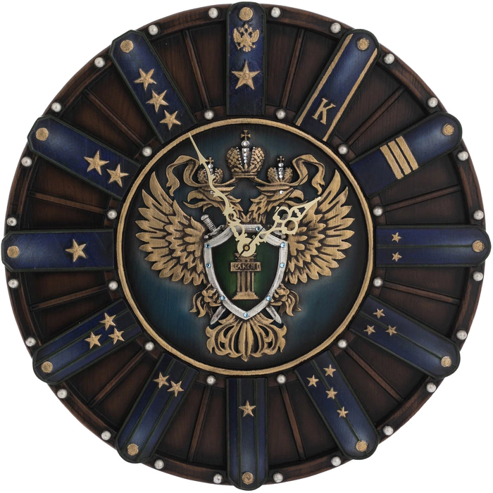 Wall clock made of wood "A long way. Prosecutor's Office"