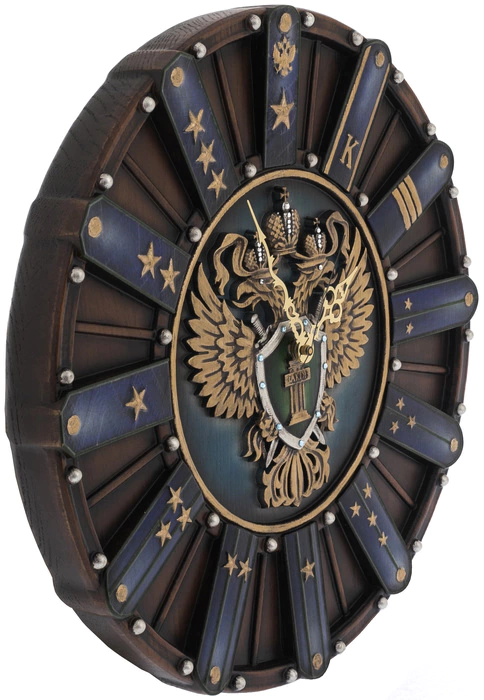 Wall clock made of wood "A long way. Prosecutor's Office"