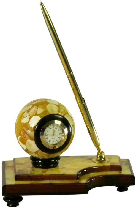 Amber table clock with "Ball" handle