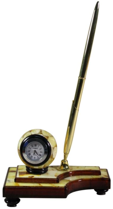 Amber table clock with "Ball" handle small
