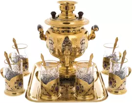 Набор чайный "Беседа" с самоваром, на 6 персон, Златоуст